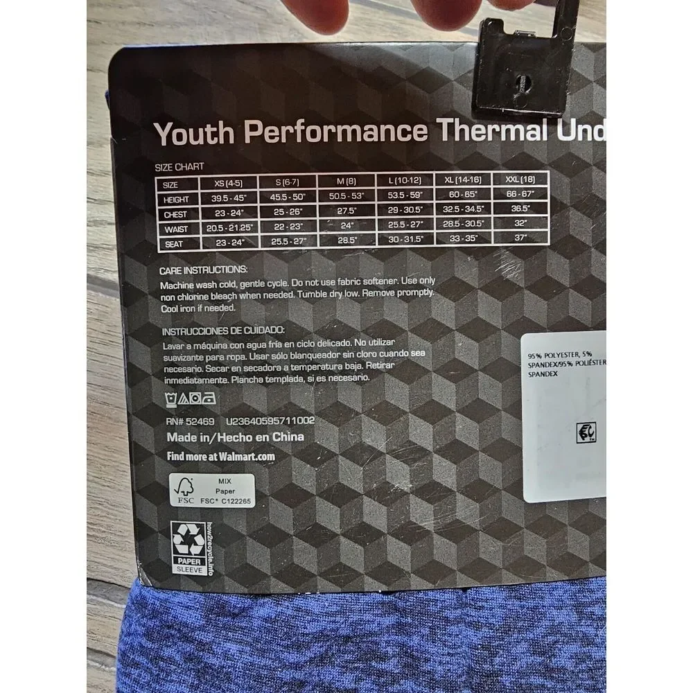 Athletic Works Boys Thermal Underwear Set Gray Camouflage XL 14/16‎ Soft Boys